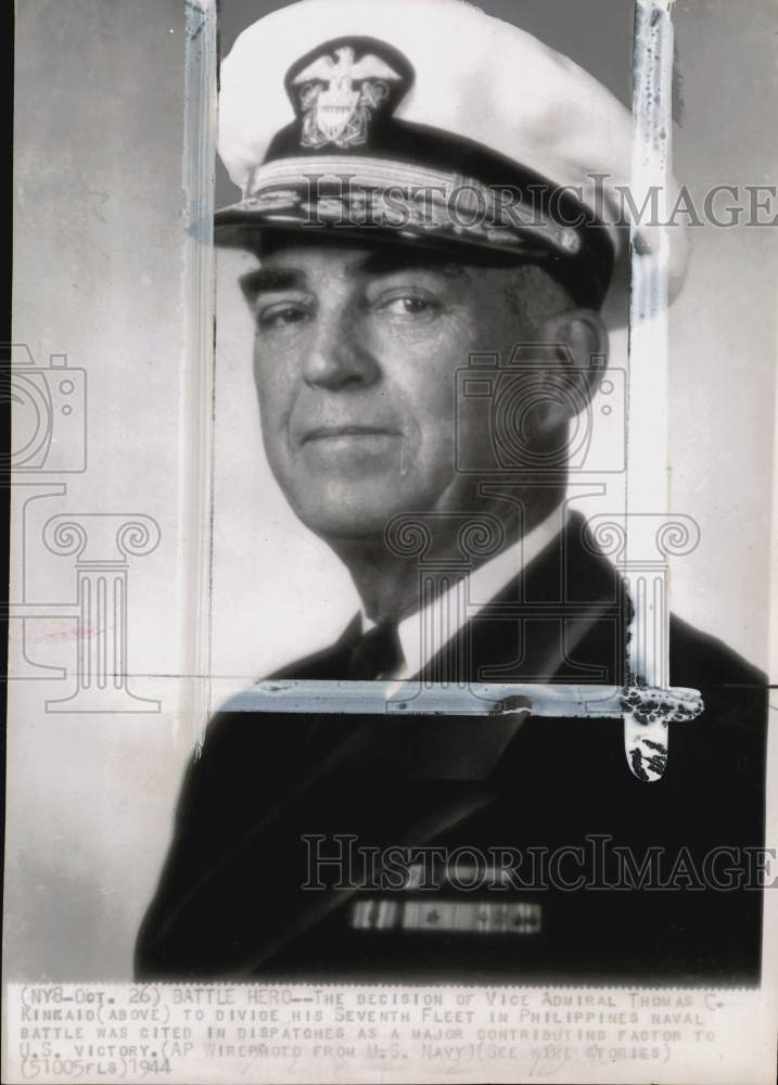 1944 Press Photo Portrait of Navy&#39;s Vice Admiral Thomas C. Kinkaid - pim12751- Historic Images