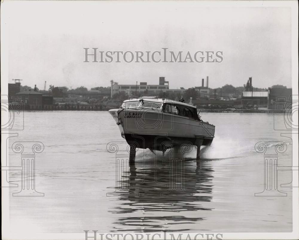 1958 Press Photo Experimental Hydrofoil Sea Legs in Tests, Washington, D.C.