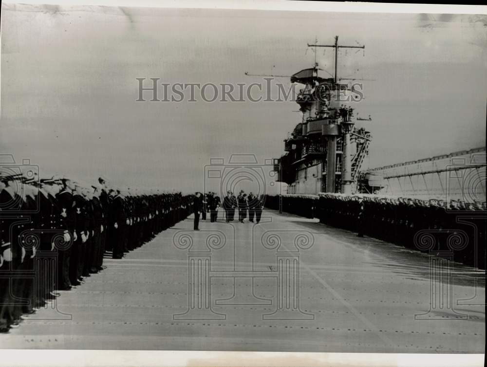 1941 Press Photo Navy Secretary Knox, Official Party on USS Hornet, Virginia- Historic Images