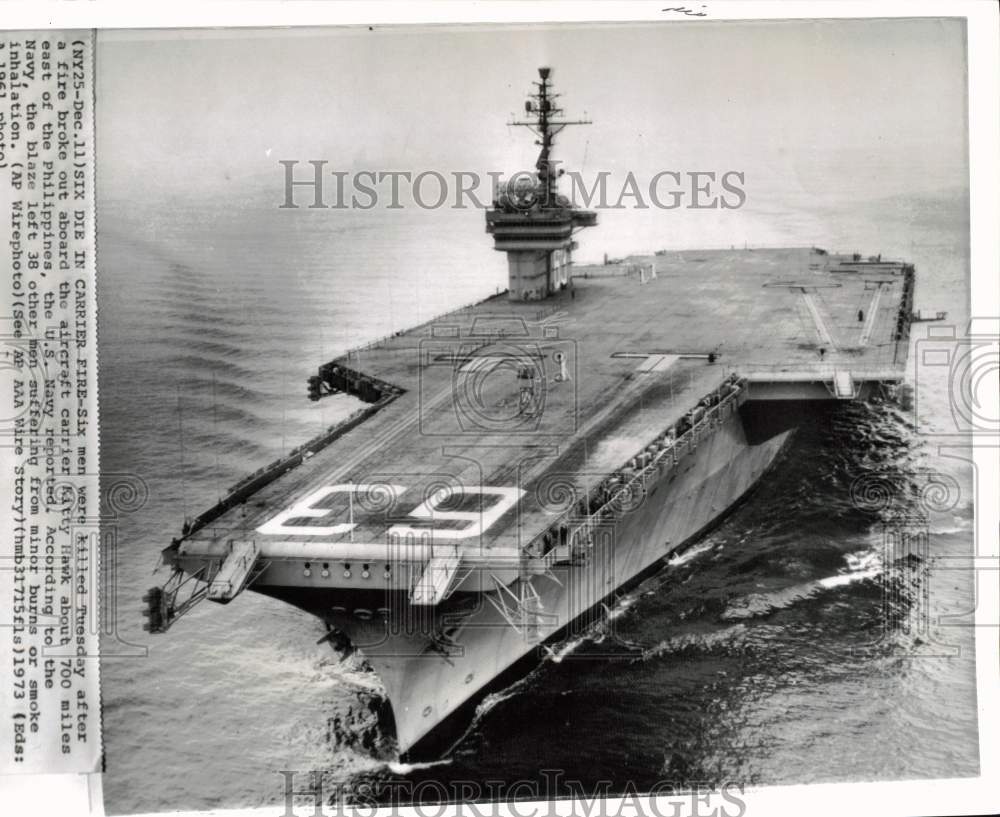 1961 Press Photo Navy Carrier USS Kitty Hawk at Sea - pim13567- Historic Images