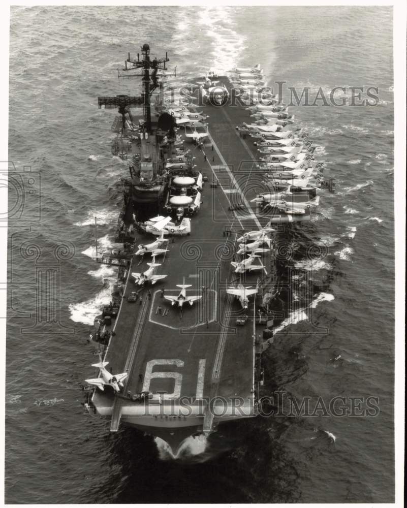 1968 Press Photo Aerial View of USS Hancock Flight Deck - pim13939- Historic Images