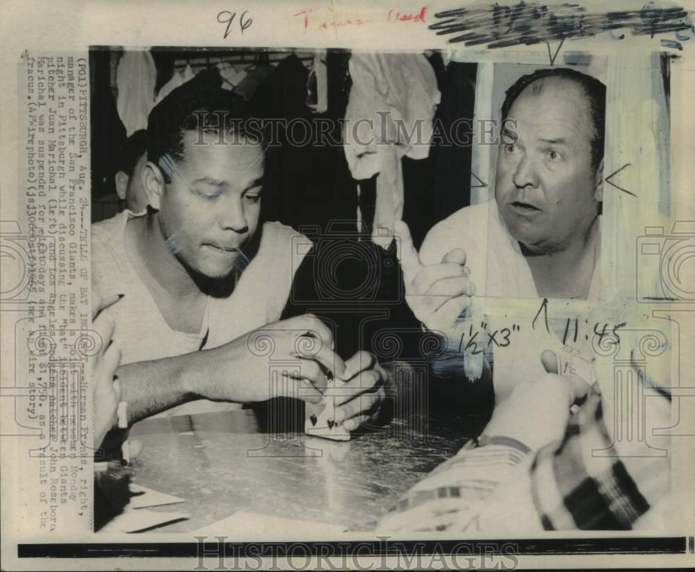 1965 Press Photo Baseball Manager Herman Franks and others playing cards, PA- Historic Images