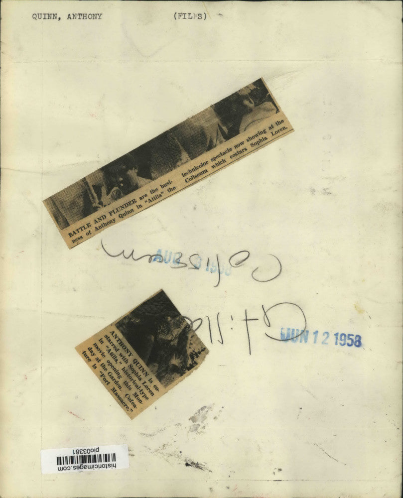 1958 Press Photo Actor Anthony Quinn stars in the historical film "Attila"