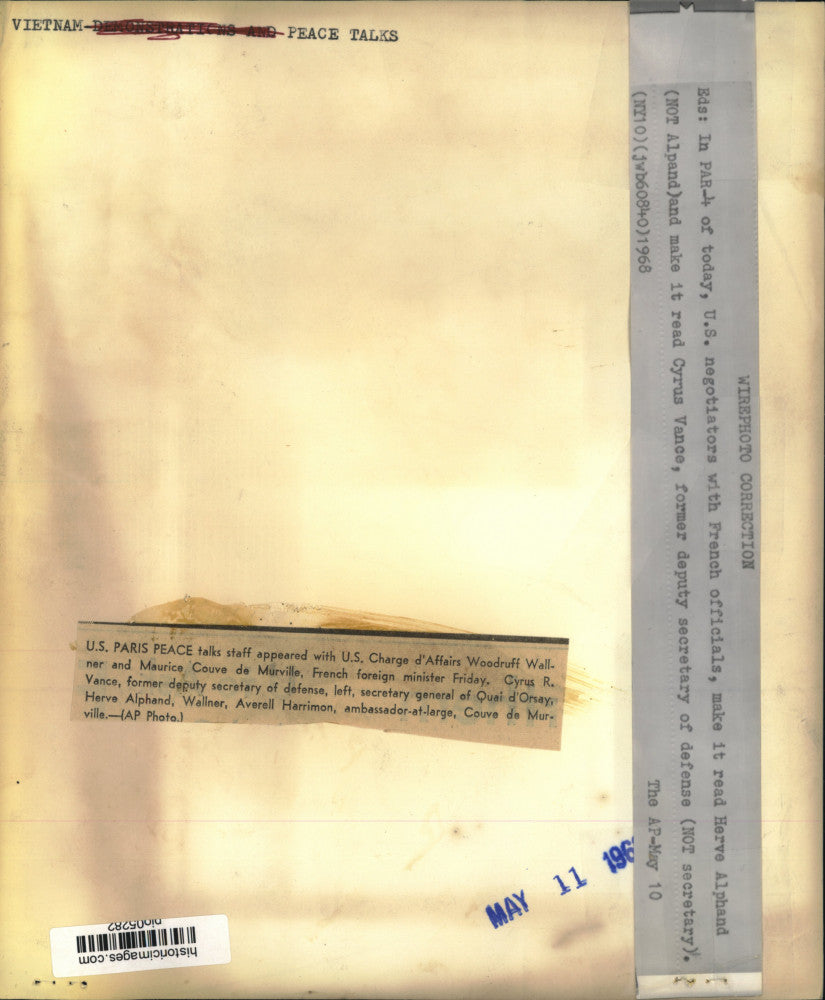 1968 Press Photo Delegates for the Vietnam Peace Talks, Paris - pio05282