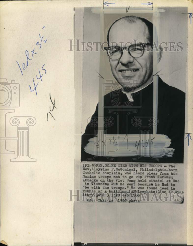 1966 Press Photo Reverend Aloysius P McGonigal, U.S. Army chaplain - pio06394- Historic Images