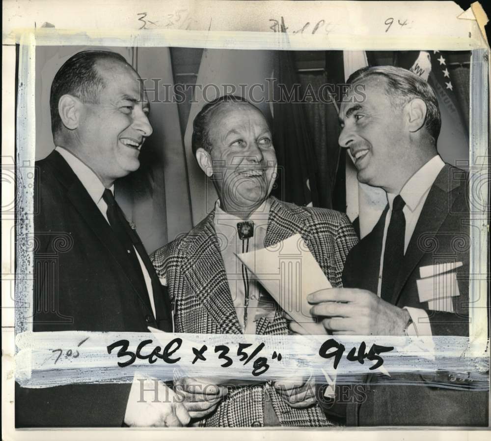 1960 Press Photo William R Hearst Jr, Albert Rosellini &amp; Abraham Ribicoff, MT- Historic Images