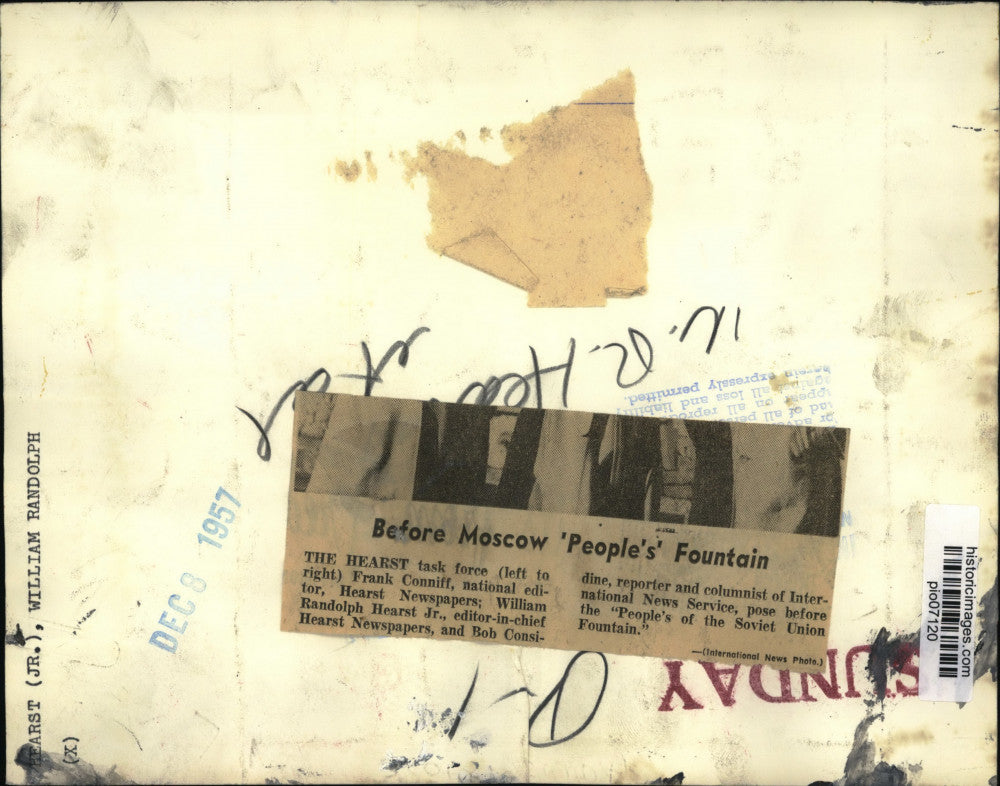 1957 Press Photo Businessmen W.R. Hearst Jr, Frank Conniff & Bob Considine, USSR