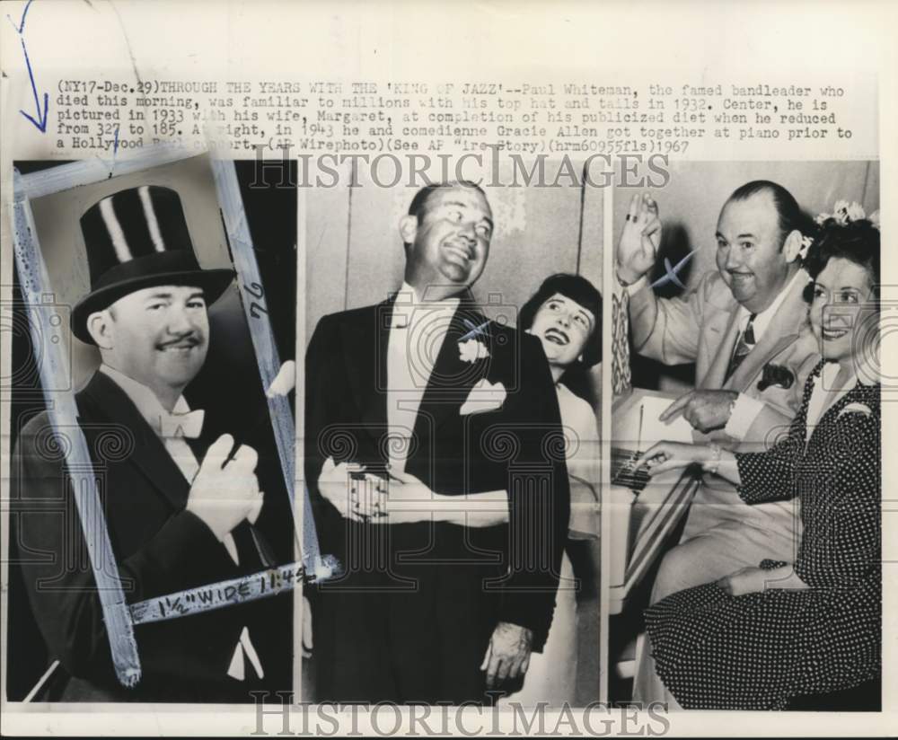 1933 Press Photo Bandleader Paul Whiteman, wife Margaret & Gracie Allen