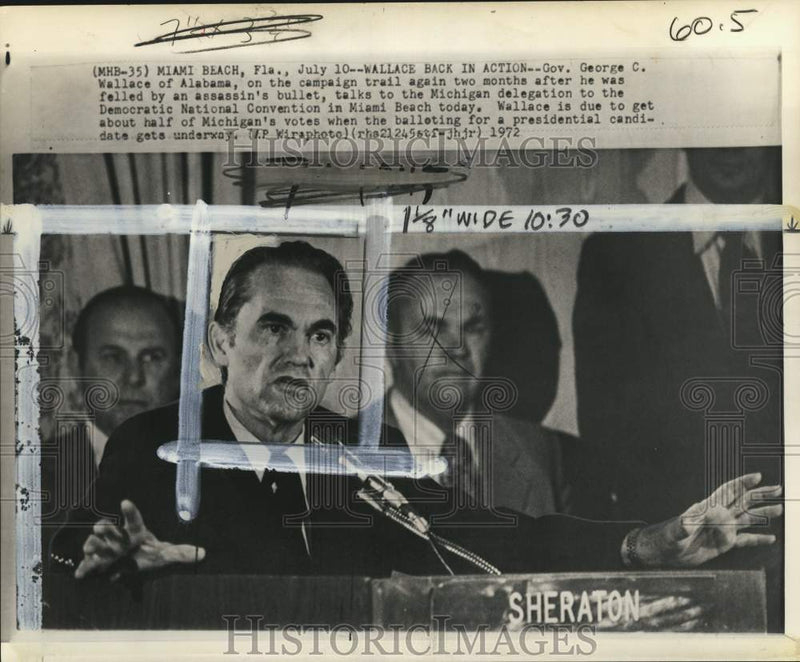 Load image into Gallery viewer, 1972 Press Photo Governor George Wallace speaks at Democratic Convention, FL
