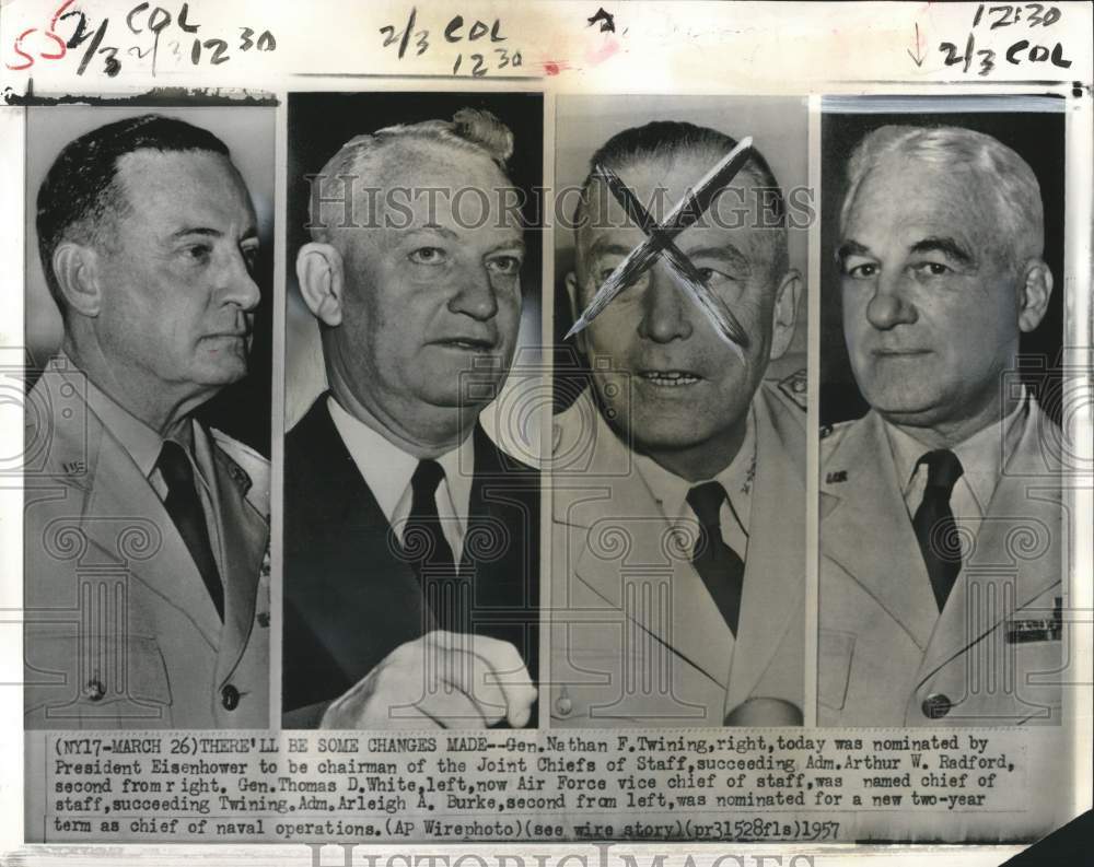 1957 Press Photo Joint, Air Force & Naval Chiefs of Staff for U.S. Military
