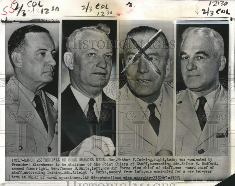 Load image into Gallery viewer, 1957 Press Photo Joint, Air Force &amp; Naval Chiefs of Staff for U.S. Military
