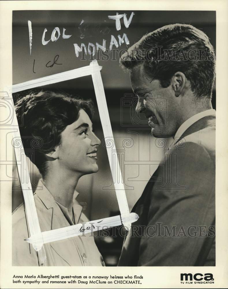 1962 Press Photo Anna Maria Alberghetti with Doug McClure on "Checkmate"- Historic Images