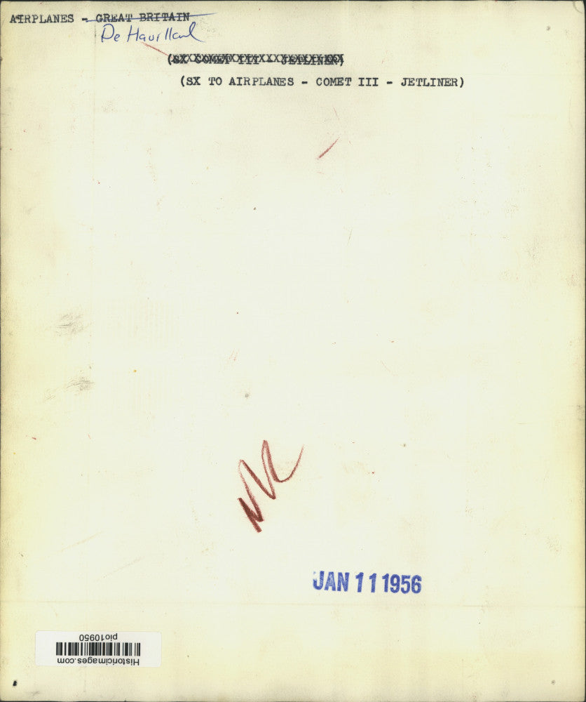 1955 Press Photo British Comet III jetliner landing at London airport