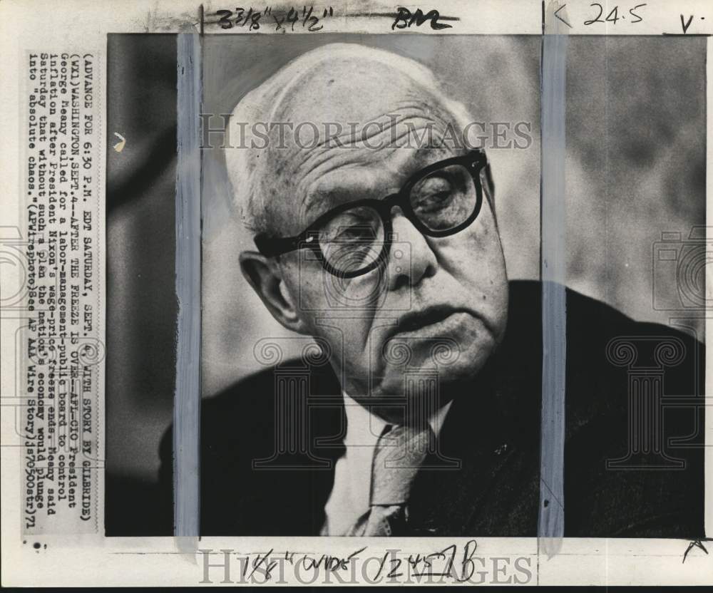 1971 Press Photo AFL-CIO President George Meany in Washington, DC - pio11218