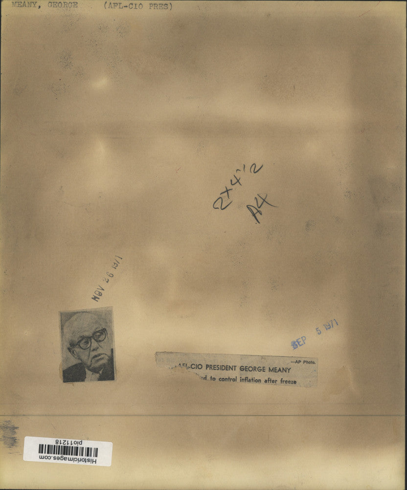 1971 Press Photo AFL-CIO President George Meany in Washington, DC - pio11218