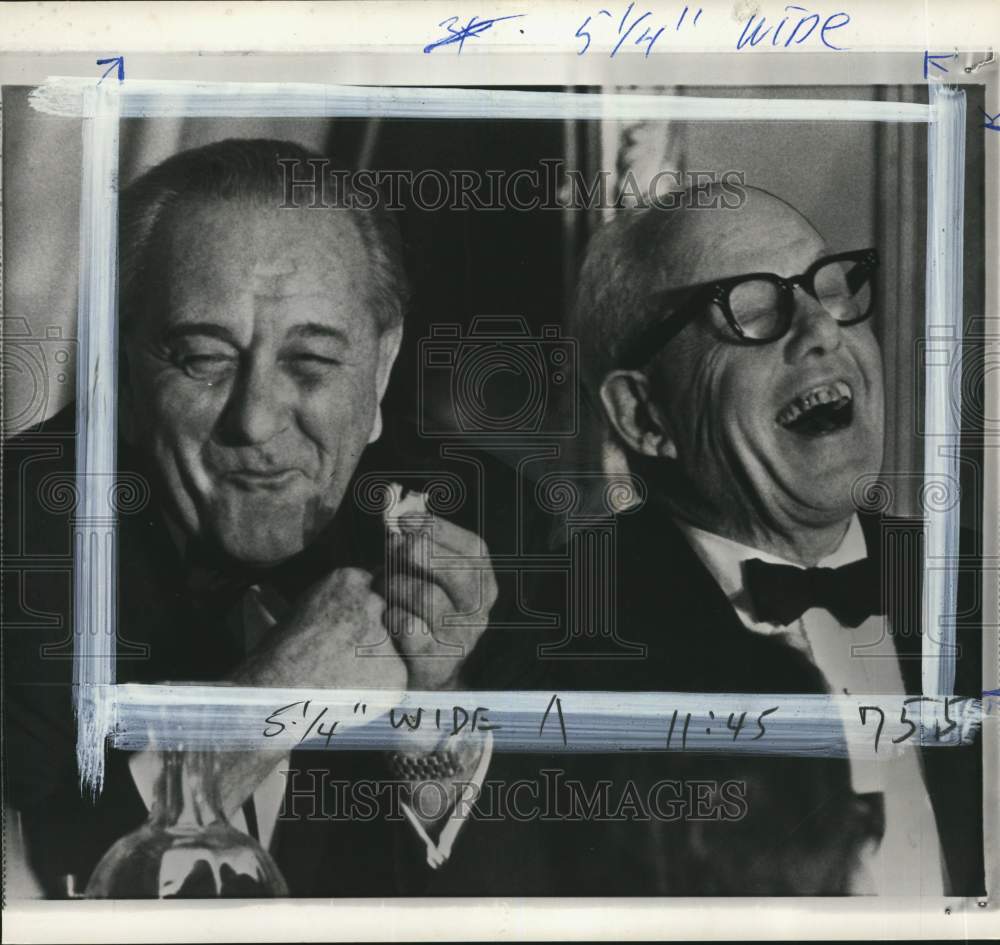 1967 Press Photo President Lyndon Johnson & labor leader George Meany, New York