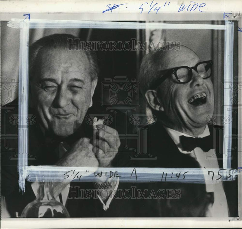 Load image into Gallery viewer, 1967 Press Photo President Lyndon Johnson &amp; labor leader George Meany, New York
