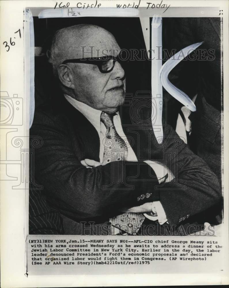 1975 Press Photo AFL-CIO President George Meany at event in New York City- Historic Images