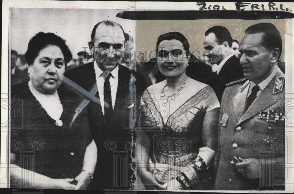 1956 Press Photo President Tito of Yugoslavia & wife at a reception in Moscow