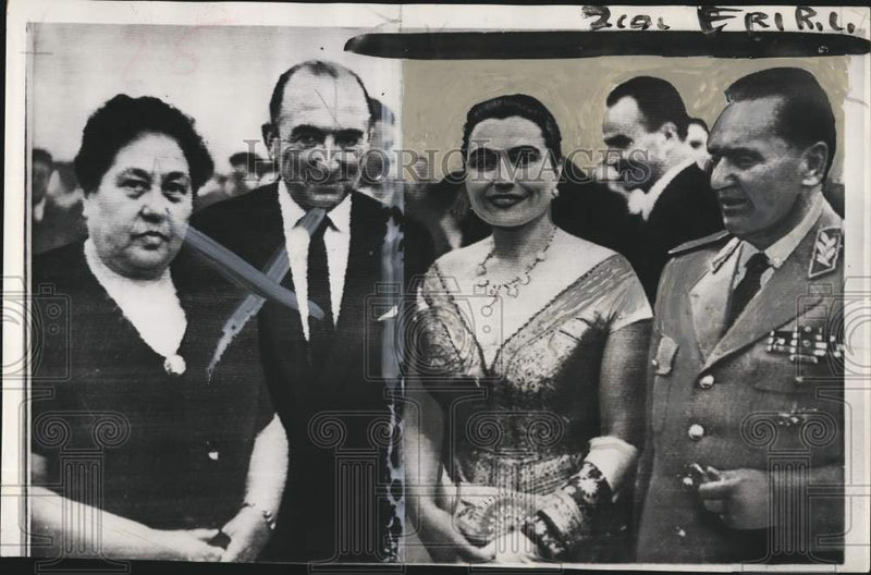 Load image into Gallery viewer, 1956 Press Photo President Tito of Yugoslavia &amp; wife at a reception in Moscow
