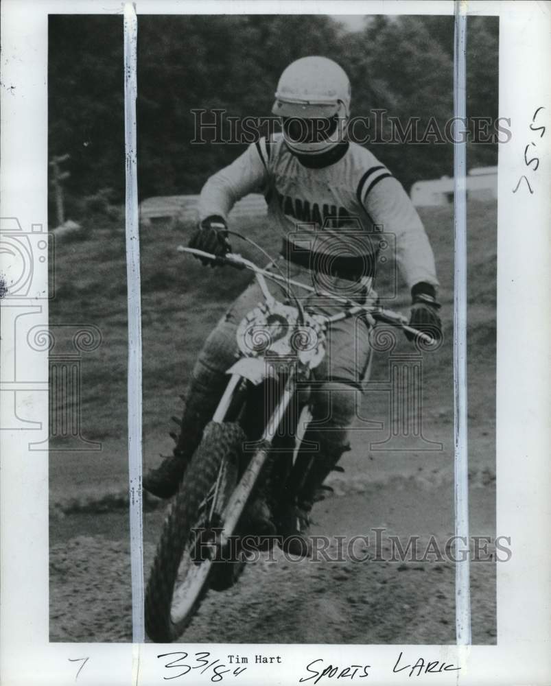 1973 Press Photo Motorcyclist Tim Hart competing in motocross race - pio13329- Historic Images