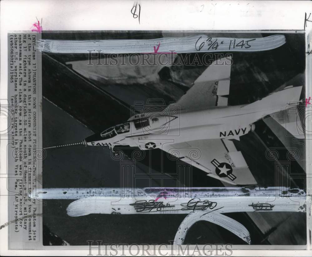 1965 Press Photo US Navy F-4 Phantom fighter jet - pio14015- Historic Images