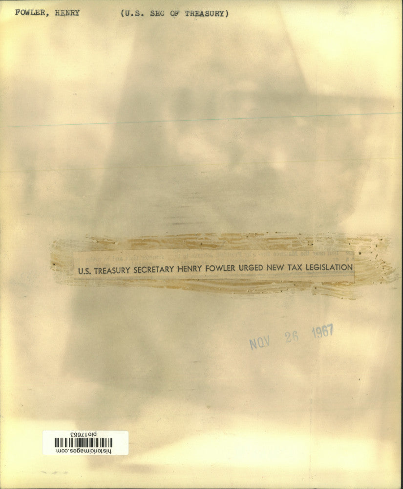 1967 Press Photo Treasury Secretary Henry Fowler at Washington press conference