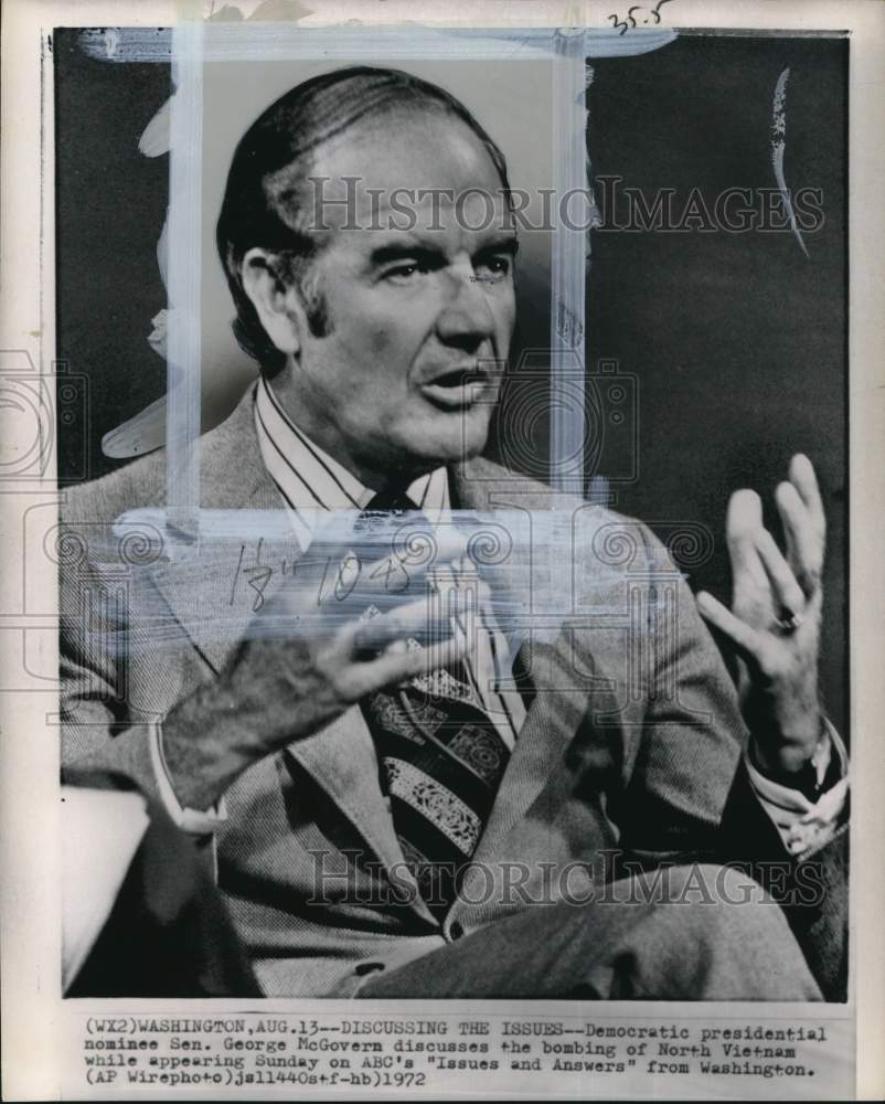 1972 Press Photo Senator George McGovern appears on ABC's "Issues and Answers"