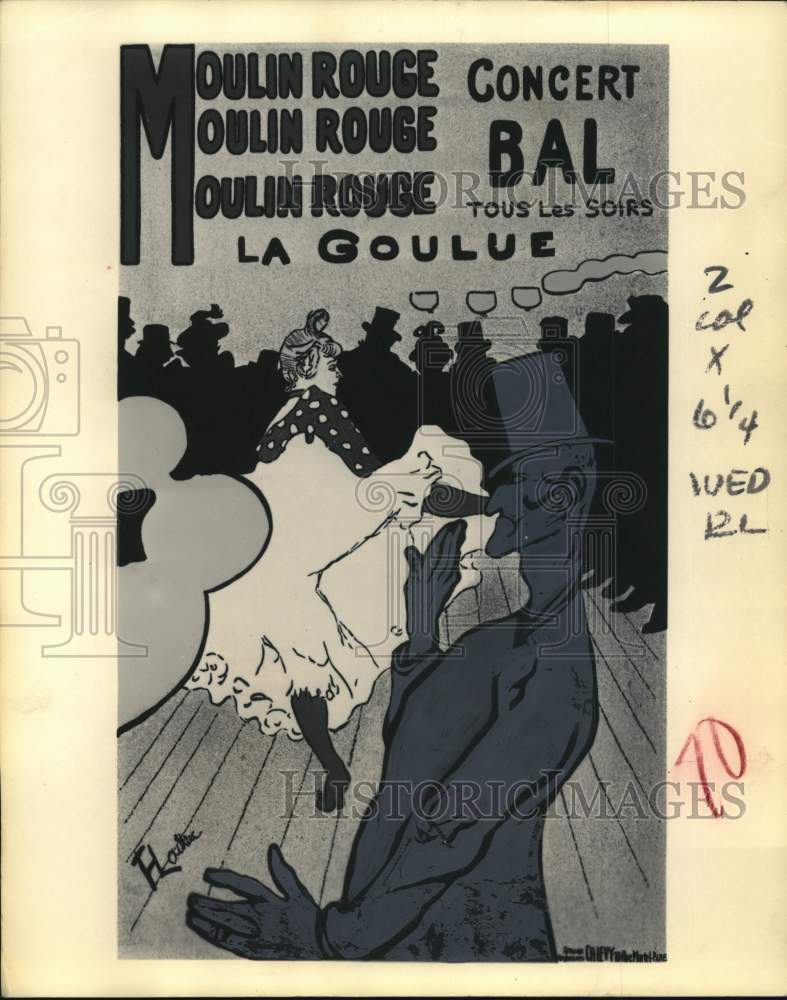 Load image into Gallery viewer, 1953 Press Photo "Moulin Rouge" poster by Henri de Toulouse-Lautrec - pio18173
