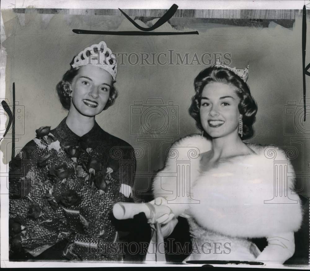 1956 Press Photo Beauty queens Marian Ann McKnight &amp; Sandra Joy Kelley, Alabama- Historic Images