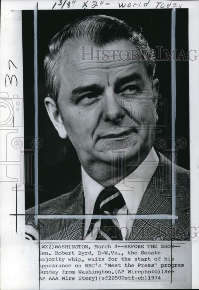 1974 Press Photo Senator Robert Byrd appears on NBC-TV&#39;s &quot;Meet the Press&quot;- Historic Images