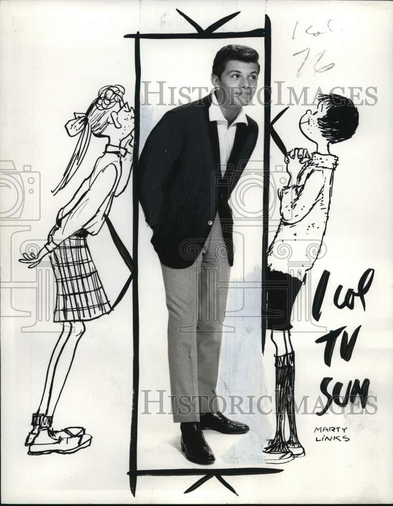 Press Photo Singer Frankie Avalon in a television show scene - pio21475- Historic Images