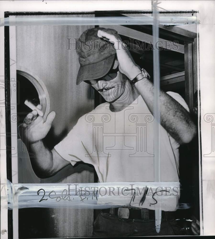 1961 Press Photo World War II aircraft pilot leaves airport in Miami, Florida