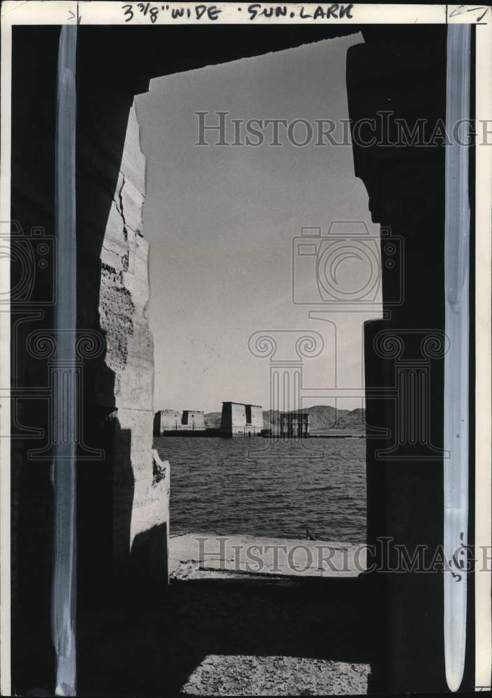 1972 Press Photo Temples of Philae on a submerged island in Nile River in Egypt- Historic Images