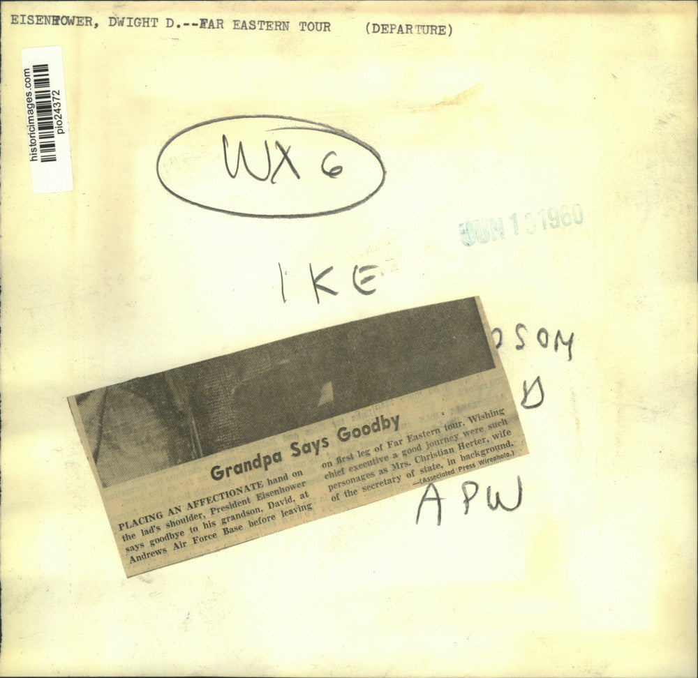 1960 Press Photo President Eisenhower & grandson David before Far East Tour, MD