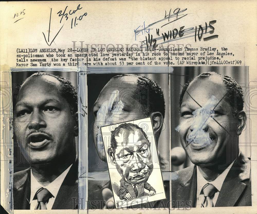 1969 Press Photo Thomas Bradley who lost race for Los Angeles Mayor speaks