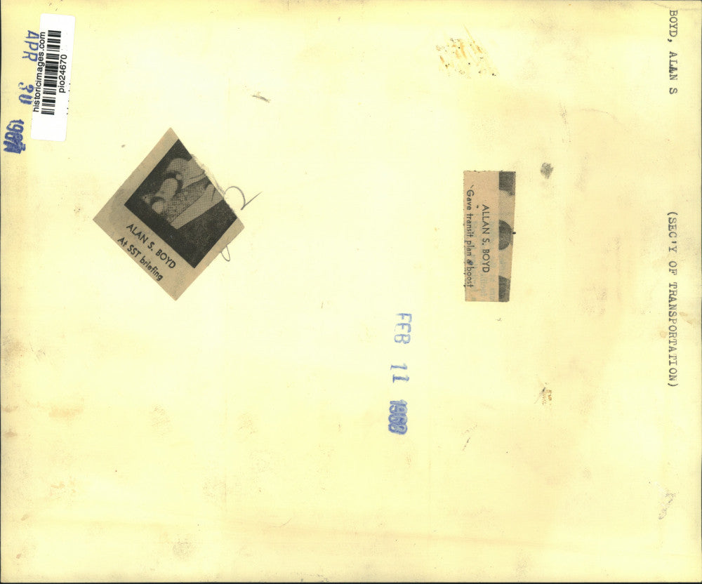 1967 Press Photo Secretary Alan Boyd at supersonic plane news conference in DC