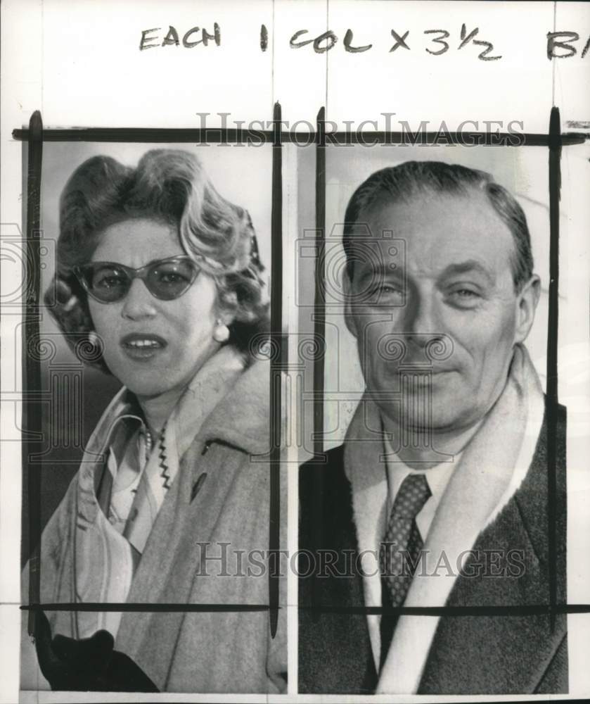 1957 Press Photo Baron Guy de Rothschild &amp; fiancee Marie-Helene arrive in NY- Historic Images