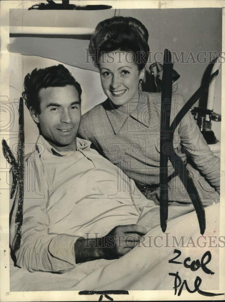 1954 Press Photo Actor Danielle Darrieux with Ill Diplomat Porfirio Rubirosa- Historic Images