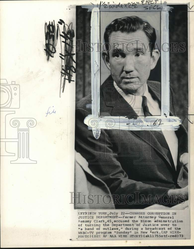 Load image into Gallery viewer, 1973 Press Photo Former Attorney General Ramsey Clark on "Sunday" program in NY

