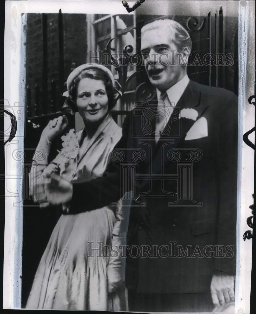1952 Press Photo Anthony Eden &amp; bride Clarissa Churchill&#39;s wedding in England- Historic Images
