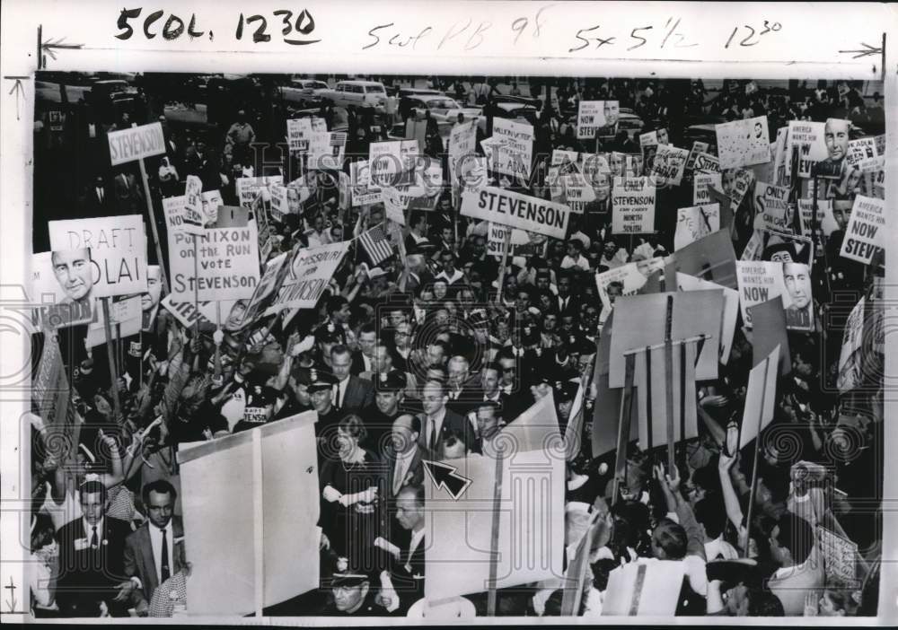 1960 Press Photo Adlai Stevenson greets supporters at CA Democratic convention