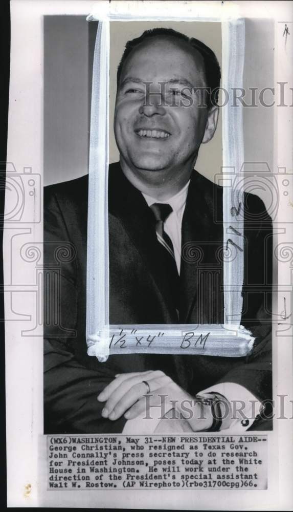 Load image into Gallery viewer, 1966 Press Photo President Johnson's aide George Christian in Washington DC
