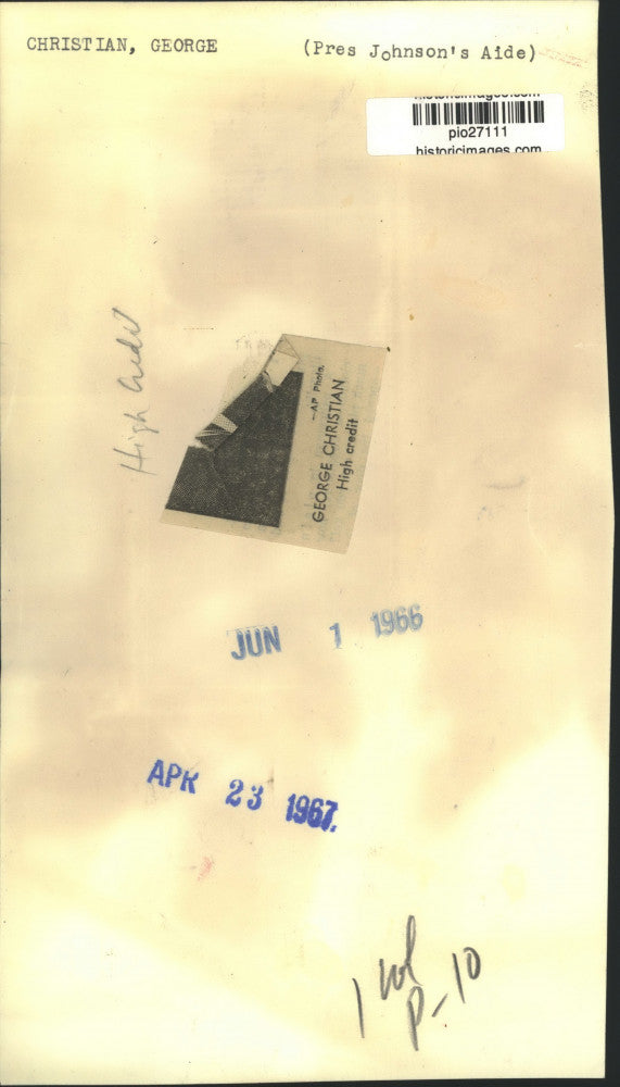 1966 Press Photo President Johnson's aide George Christian in Washington DC