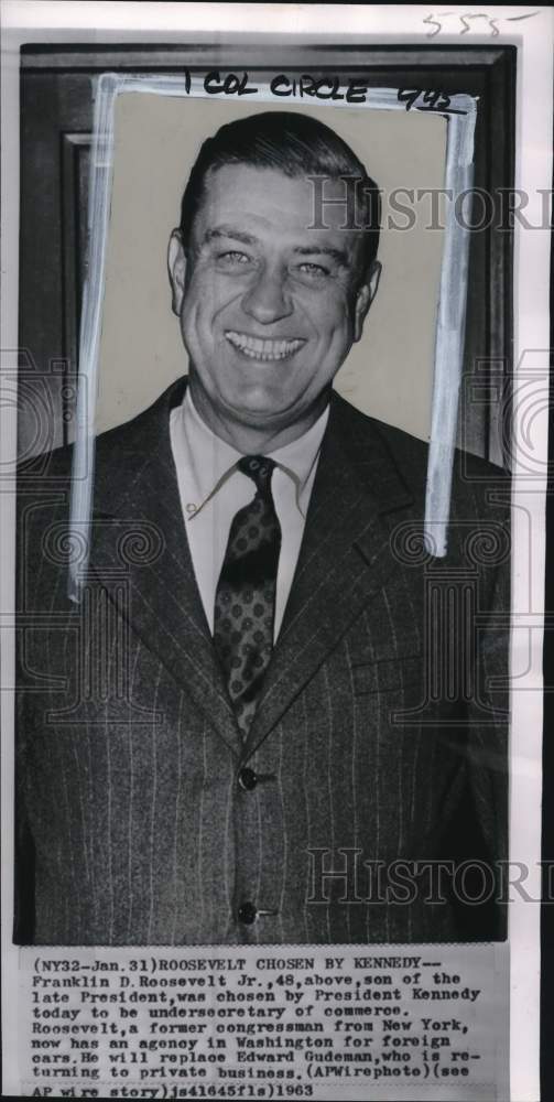 1963 Press Photo Undersecretary of Commerce Franklin D. Roosevelt Jr.- Historic Images