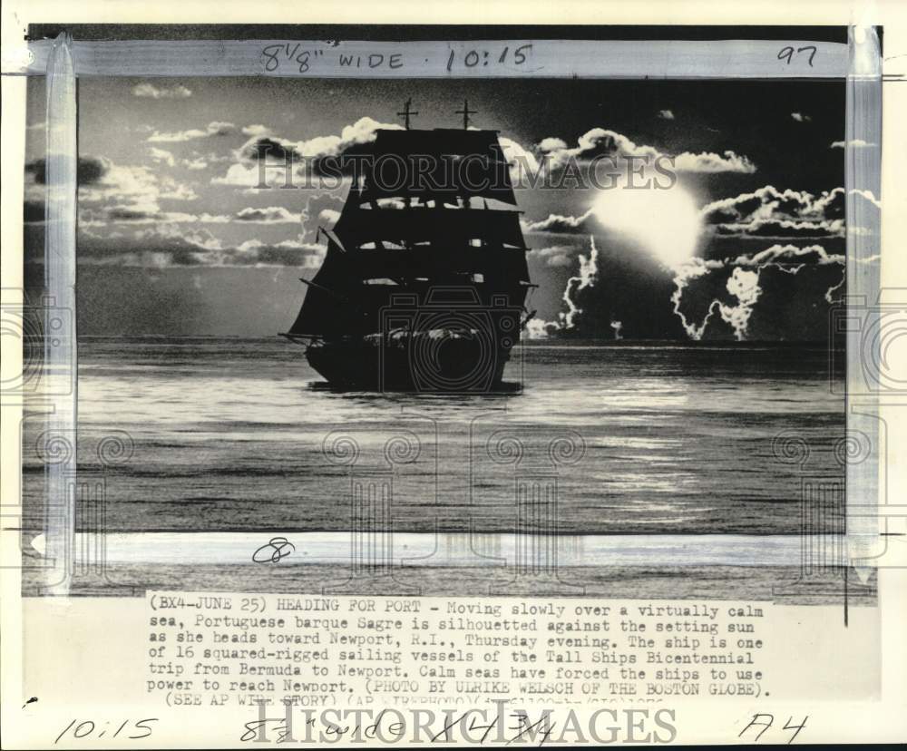 1976 Press Photo Portuguese ship Barque during Tall Ships Race in Bermuda