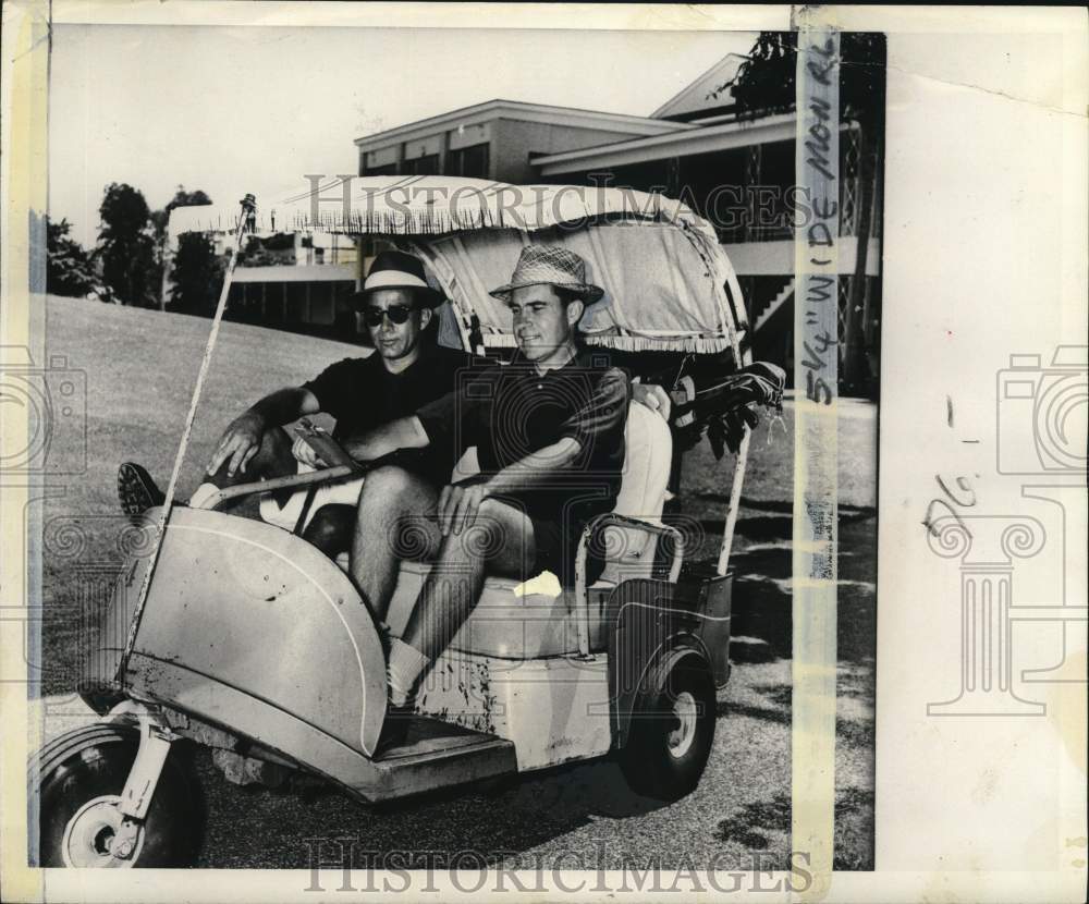 1969 Press Photo Richard Nixon &amp; Charles Rebozo ride in golf cart, Florida- Historic Images
