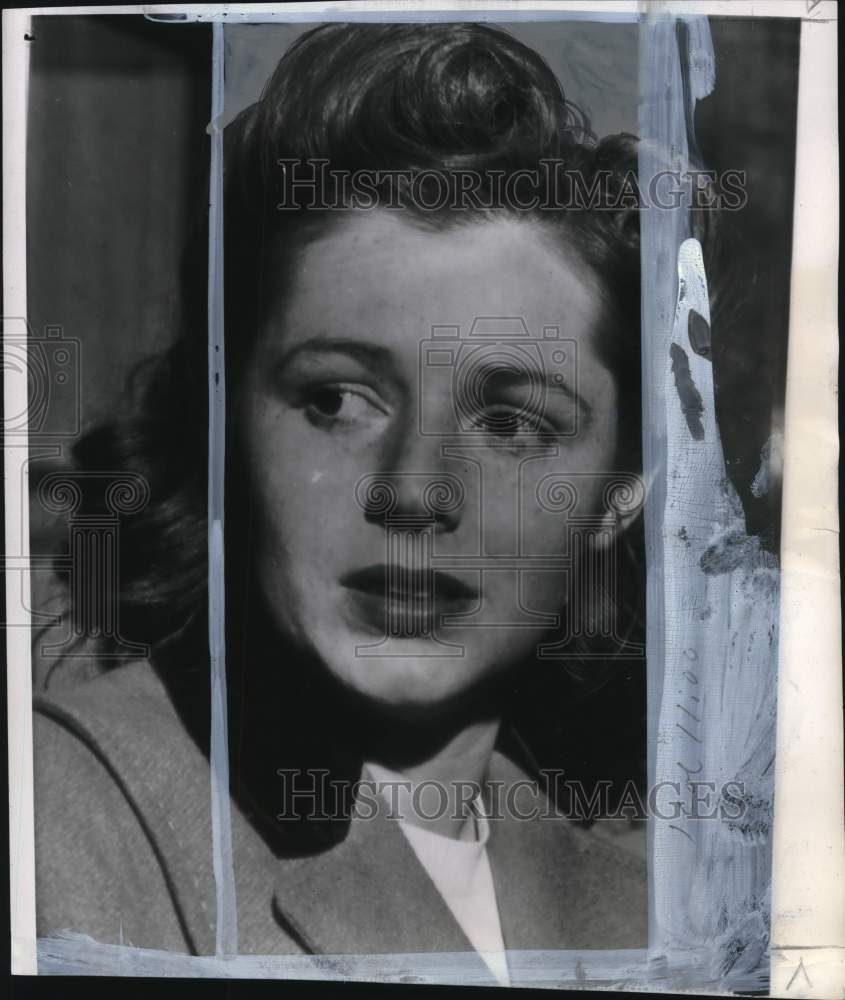 1944 Press Photo Joan Barry at Charles Chaplin's Mann act trial in California- Historic Images