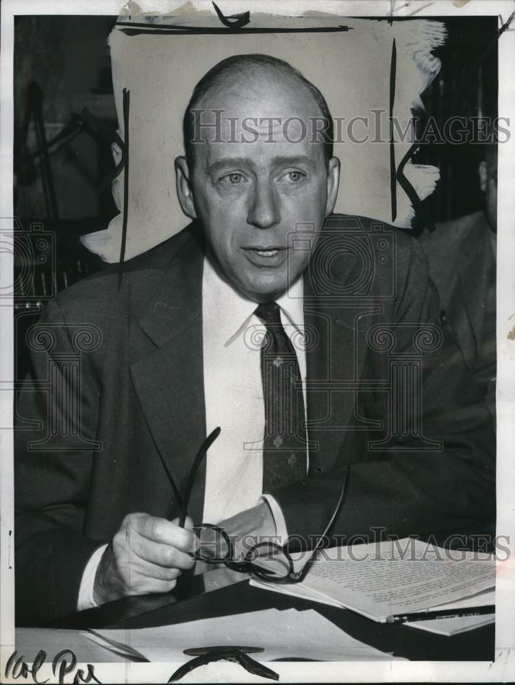 1957 Press Photo Attorney General Herbert Brownell comments on Communist agents- Historic Images