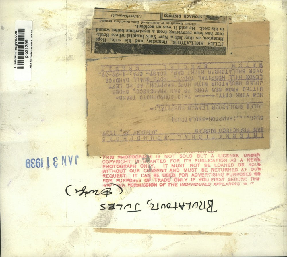 1939 Press Photo Jules Brulatour & wife Hope Hampton leave hospital in New York